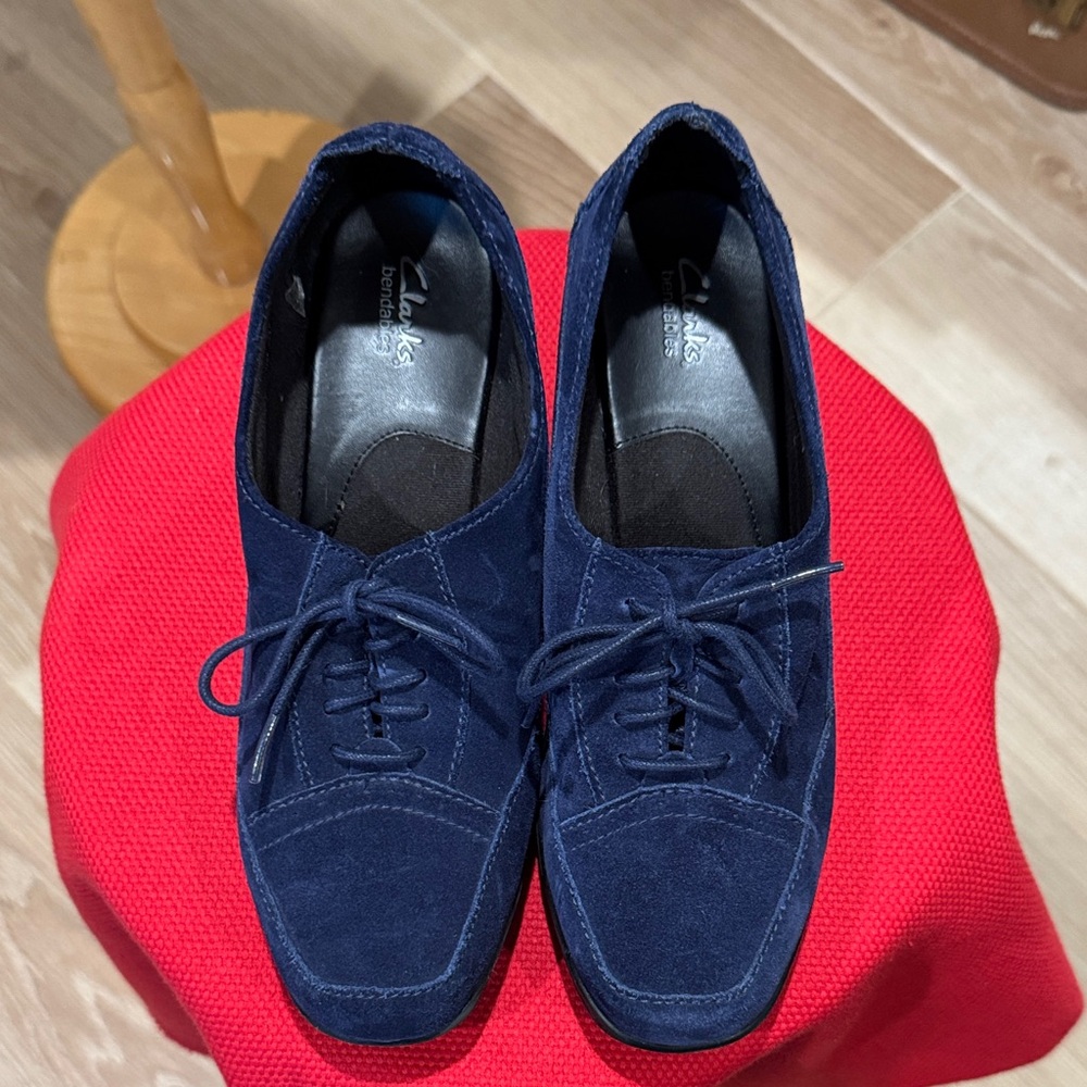 Clarks Men's Navy Suede Oxfords